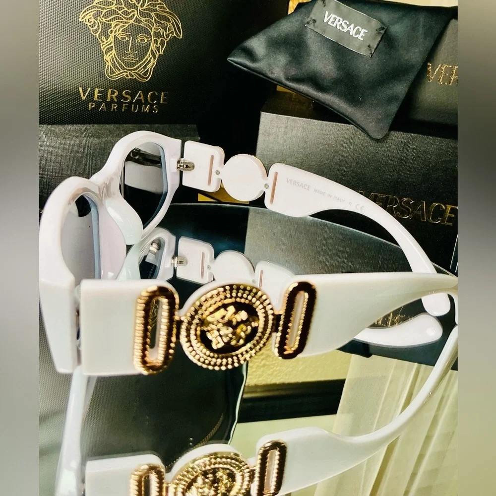 Versace Medusa White Tinted Lens Sunglasses Authentic